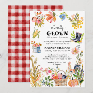 Locally Grown Baby Farmer's Market Baby Shower Invitation