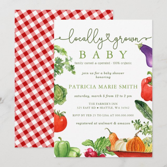 Locally Grown Baby Farmers Market Baby Shower Invitation (Front/Back)