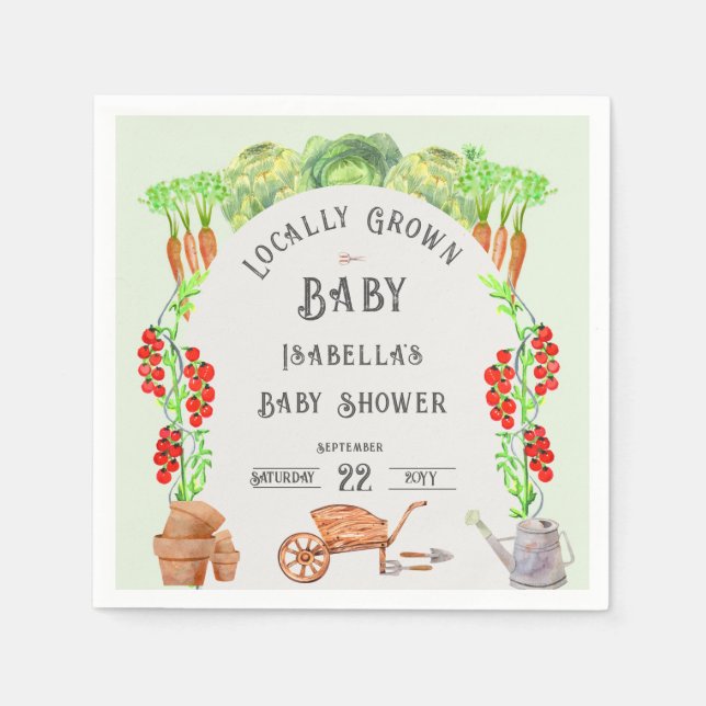 Locally Grown Baby , Farmer's Market  Baby Shower  Napkins (Front)