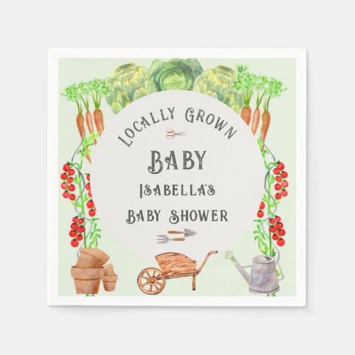 Locally Grown Baby  Farmers Market Baby Shower  Napkins