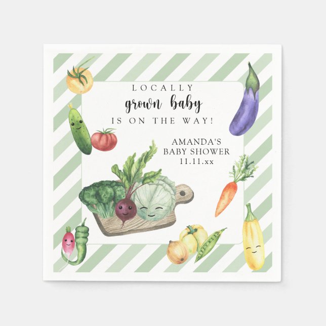 Locally Grown Baby Farmers Market Baby Shower Napkins (Front)