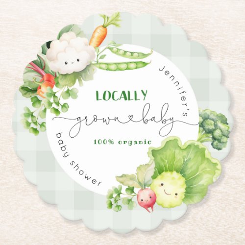 Locally grown baby Farmers market baby shower Paper Coaster