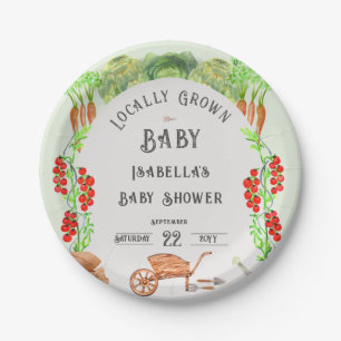 Locally Grown Baby , Farmer's Market Baby Shower Paper Plates