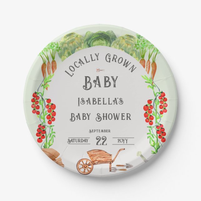 Locally Grown Baby , Farmer's Market  Baby Shower  Paper Plates (Front)