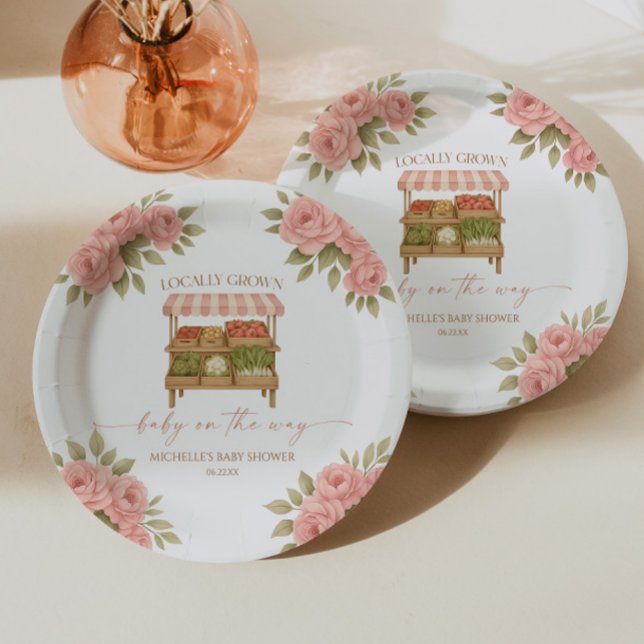 Locally Grown Baby Farmer's Market Baby Shower Paper Plates (Creator Uploaded)