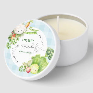 Locally grown baby Farmers market blue baby shower Mini Candle Favors