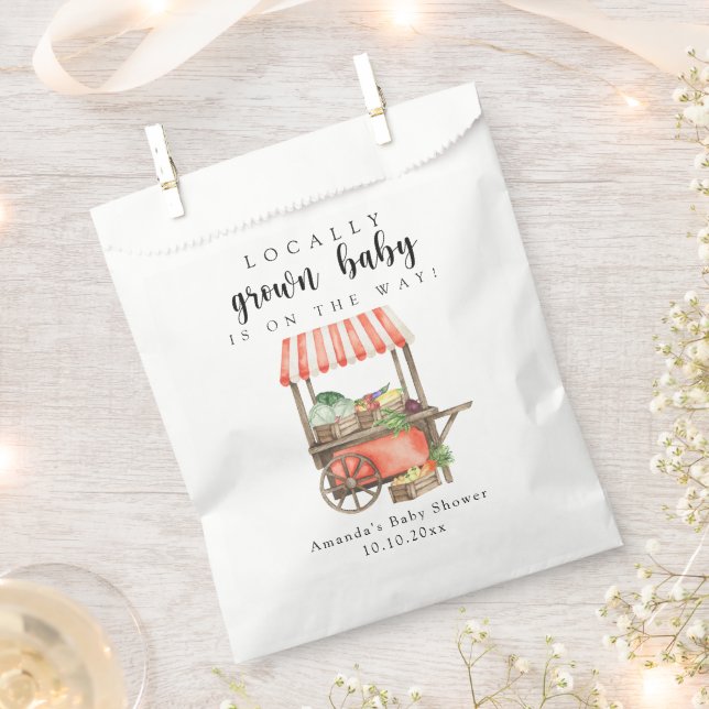 Locally Grown Baby Farmers Market Cart Baby Shower Favor Bag (Clipped)