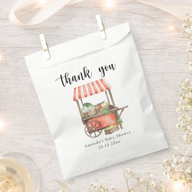 Locally Grown Baby Farmers Market Cart Baby Shower Favor Bag (Clipped)