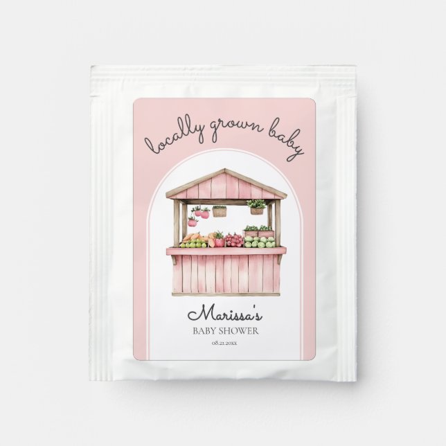 Locally Grown Baby Farmers Market Pink Baby Shower Tea Bag Drink Mix (Front)