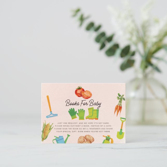 Locally Grown Baby Gardening Book Request Enclosure Card (Standing Front)