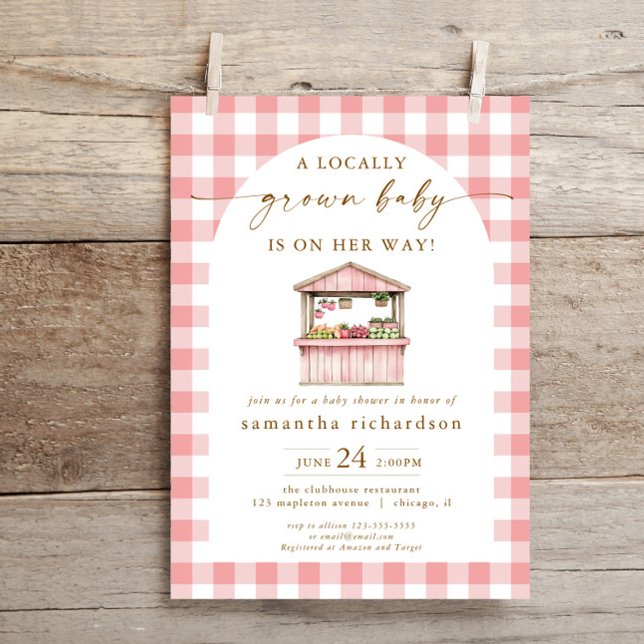 Locally grown baby girl on her way baby shower invitation (Creator Uploaded)