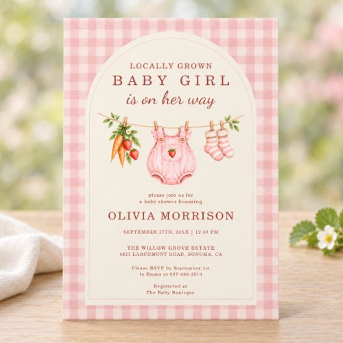 Spring Locally Grown Pink baby shower invitation