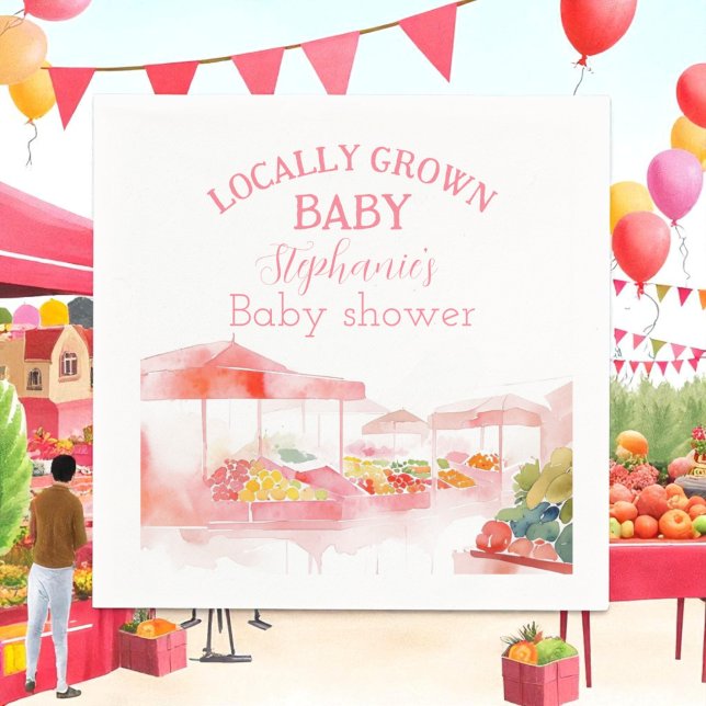 Locally Grown Baby Girl Shower Farmers Market Napkins (Creator Uploaded)