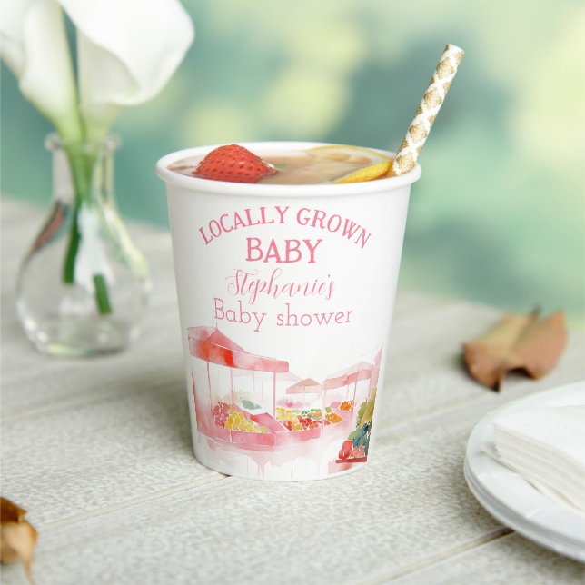 Locally Grown Baby Girl Shower Farmers Market Paper Cups (Insitu)