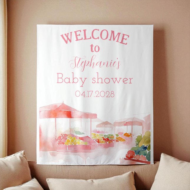 Locally Grown Baby Girl Shower Farmers Market Tapestry (Creator Uploaded)