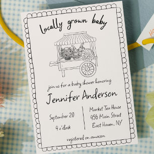 Locally Grown Baby Hand Drawn Baby Shower Invitation
