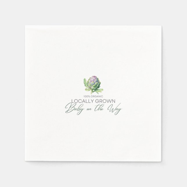 Locally Grown Baby on the Way - Artichoke - Green Napkins (Front)