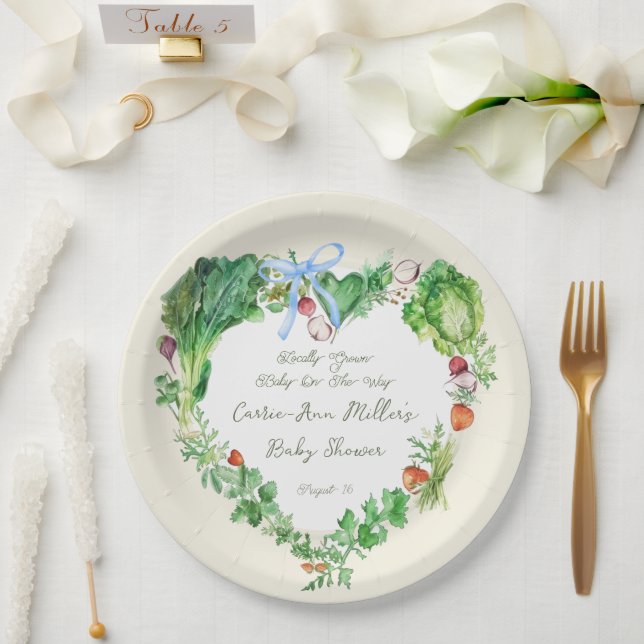 Locally Grown Baby On The Way Baby Shower Paper Plates (Wedding)
