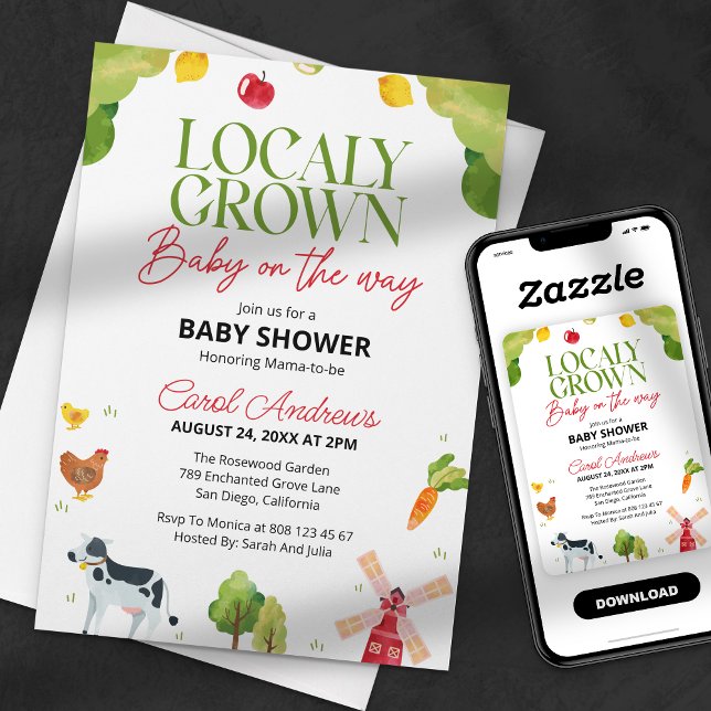 Locally Grown Baby on the Way Farmer Baby Shower Invitation (Creator Uploaded)