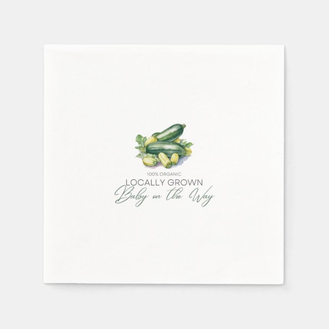 Locally Grown Baby on the Way - Zucchini - Green Napkins (Front)