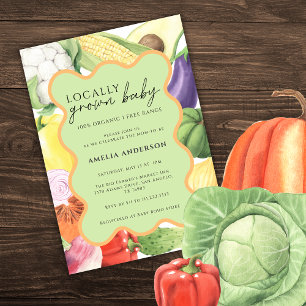 Locally Grown Baby Organic Vegetables Baby Shower Invitation