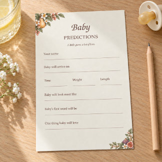 Locally Grown Baby Predictions and Advice Card