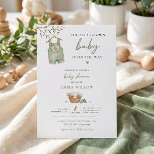 Locally Grown Baby Rustic Bunny Editable Invitation