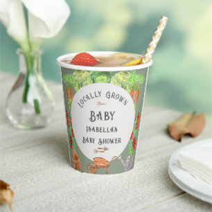 Locally Grown Baby Sage Green Baby Shower Paper Cups