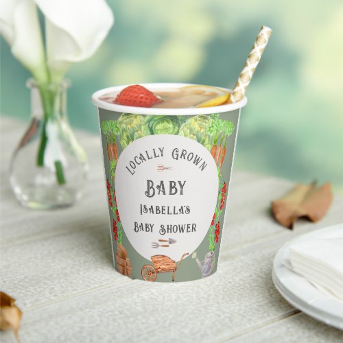 Locally Grown Baby Sage Green Baby Shower  Paper Cups