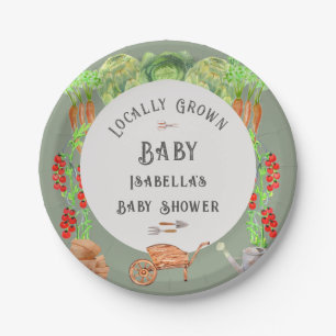 Locally Grown Baby Sage Green Baby Shower  Paper Plates