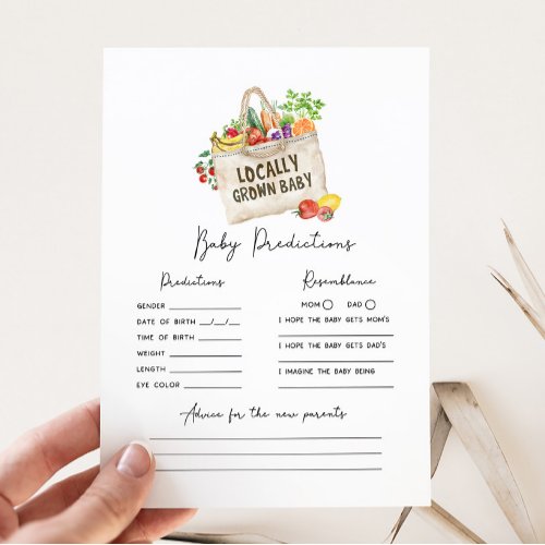 Locally Grown Baby Shower Baby Predictions Game