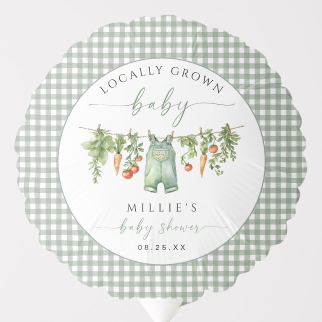 Locally Grown Baby Shower Balloon Vegetables Green (Front)