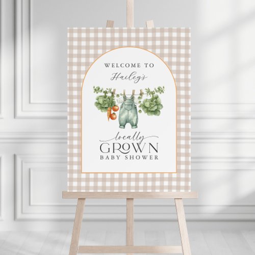 Locally Grown Baby Shower Beige Gingham Foam Board