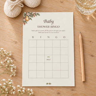 Locally Grown Baby Shower Bingo Game Card