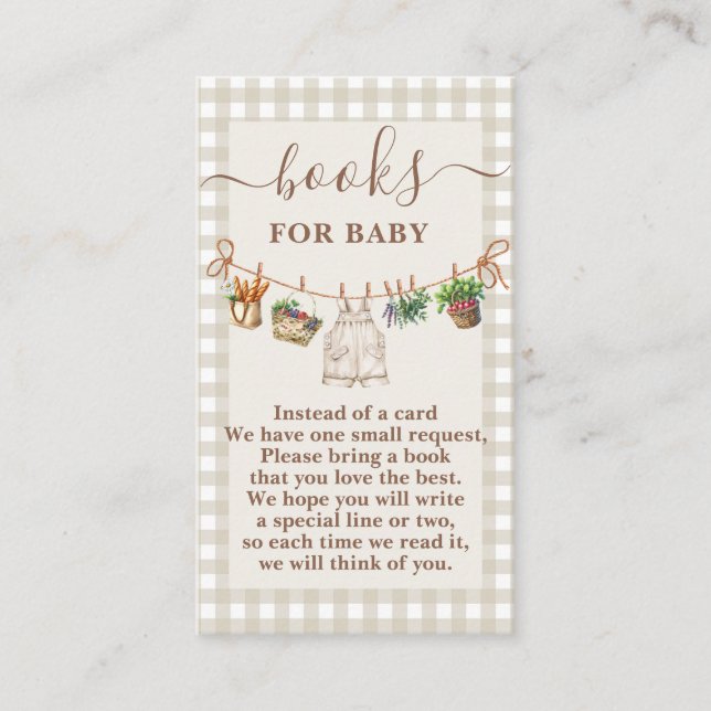 Locally Grown Baby Shower Books for Baby Enclosure Card (Front)