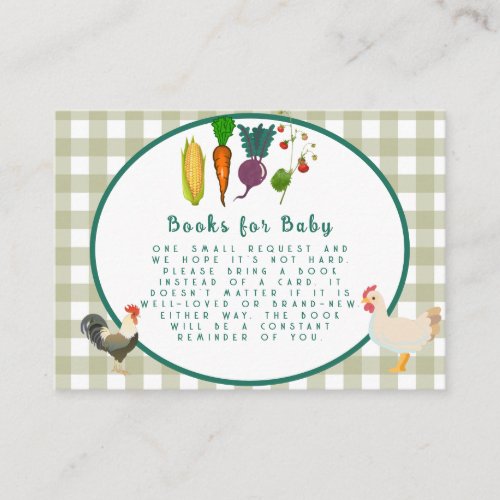 Locally Grown Baby Shower Books for Baby Enclosure Card