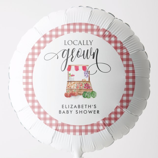Locally Grown Baby Shower Carrots Gingham Balloon (Front)