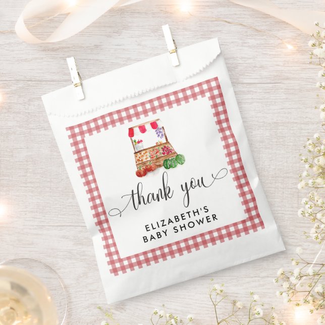 Locally Grown Baby Shower Carrots Gingham Favor Bag (Clipped)