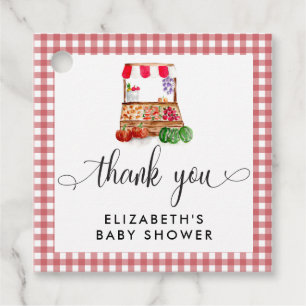 Locally Grown Baby Shower Carrots Gingham Favor Tags