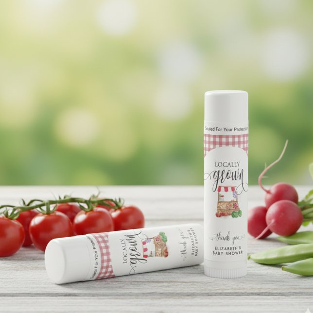 Locally Grown Baby Shower Carrots Gingham  Lip Balm (Creator Uploaded)