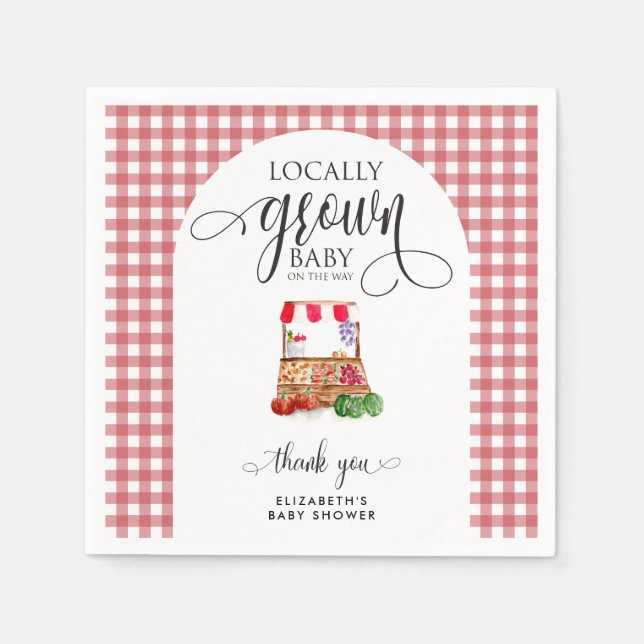 Locally Grown Baby Shower Carrots Gingham Napkins (Front)