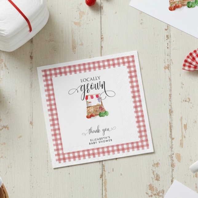 Locally Grown Baby Shower Carrots Gingham Napkins (Creator Uploaded)