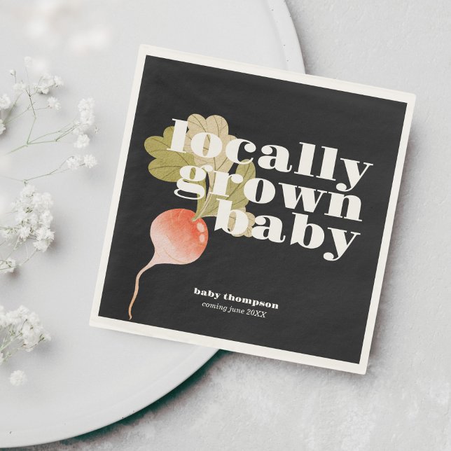 Locally Grown Baby Shower | Colorblock B&W Napkins (Creator Uploaded)
