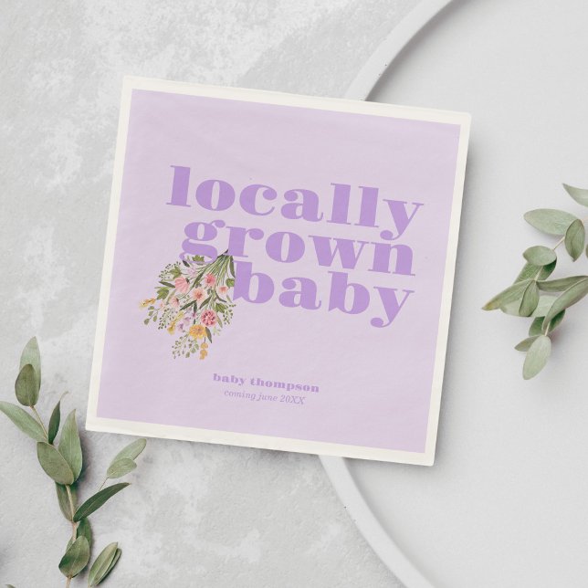 Locally Grown Baby Shower | Colorblock PURPLE Napkins (Creator Uploaded)