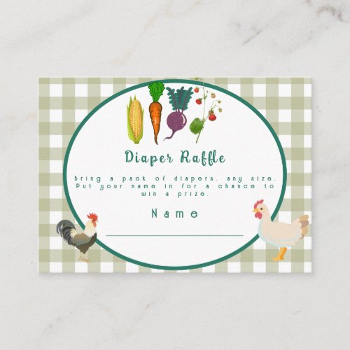 Locally Grown Baby Shower Diapers Raffle Enclosure Card