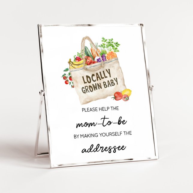 Locally Grown Baby Shower Envelope Station Sign (Farmers Locally Grown Baby Shower Sign)