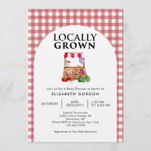 Locally Grown Baby Shower Farm Market Gingham Invitation