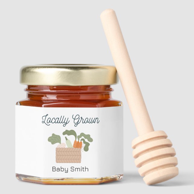 Locally Grown Baby Shower Farmers Market Honey Jar Favors (Front)