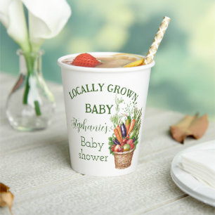 Locally Grown Baby Shower Farmers Market Paper Cups