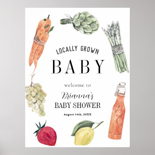 Locally Grown Baby Shower Farmers Market Welcome Poster